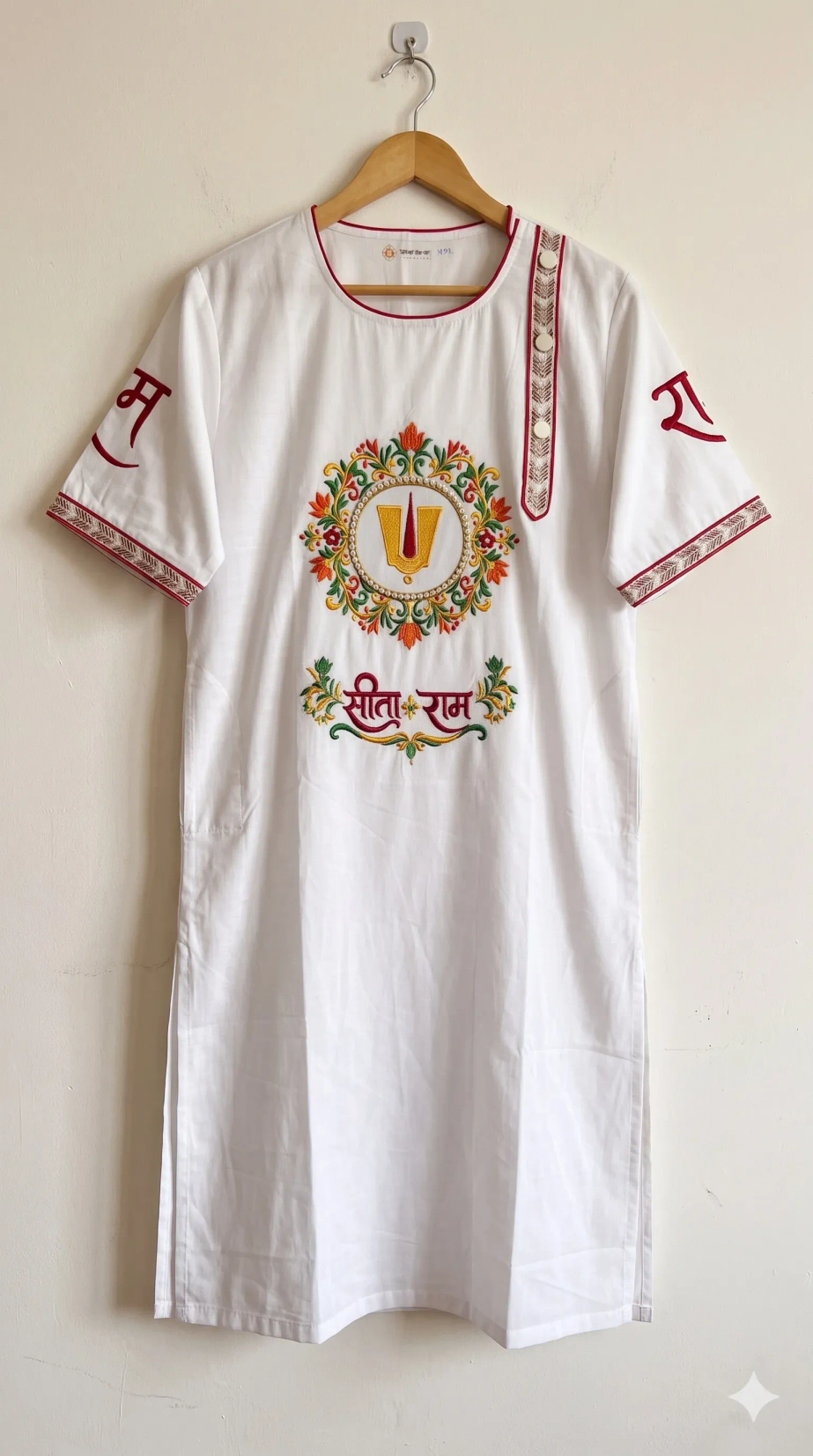 White kurta in embroidery with dhoti 2