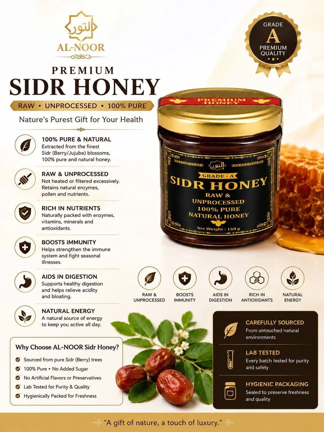 AL-NOOR Premium Sidr Honey – 150g 3