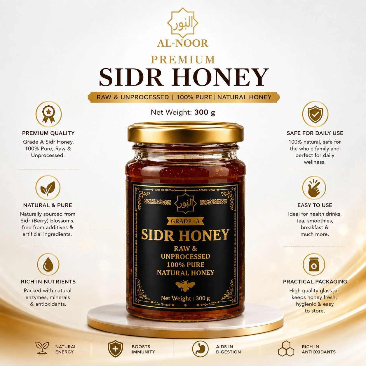 AL-NOOR Premium Sidr Honey – 300g