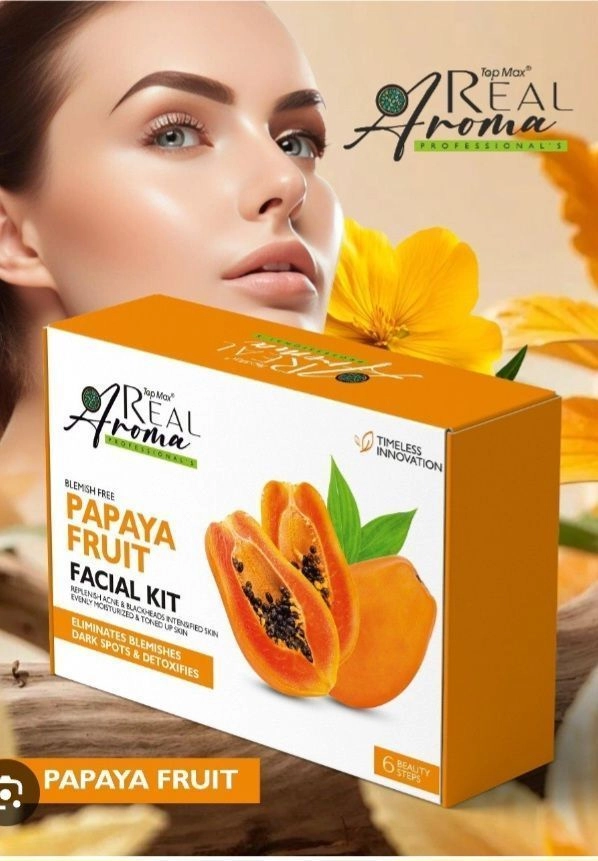 Top Max Real Aroma Professional Papaya Fruit Facial Kit - Blemish Free & Skin Detoxification (6 Beauty Steps)2