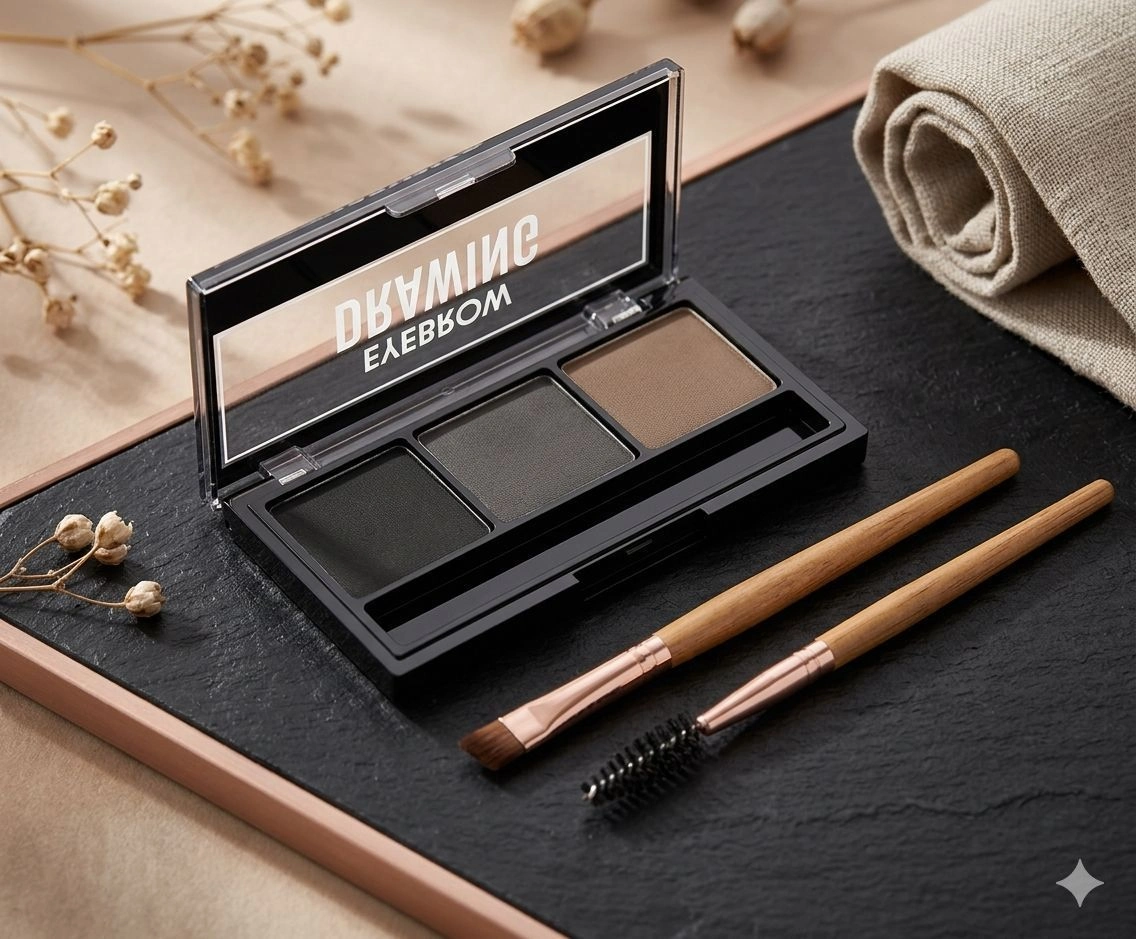 Hilary Rhoda Eyebrow Drawing Kit - 3 Color Waterproof Eyebrow Powder Palette with Brush