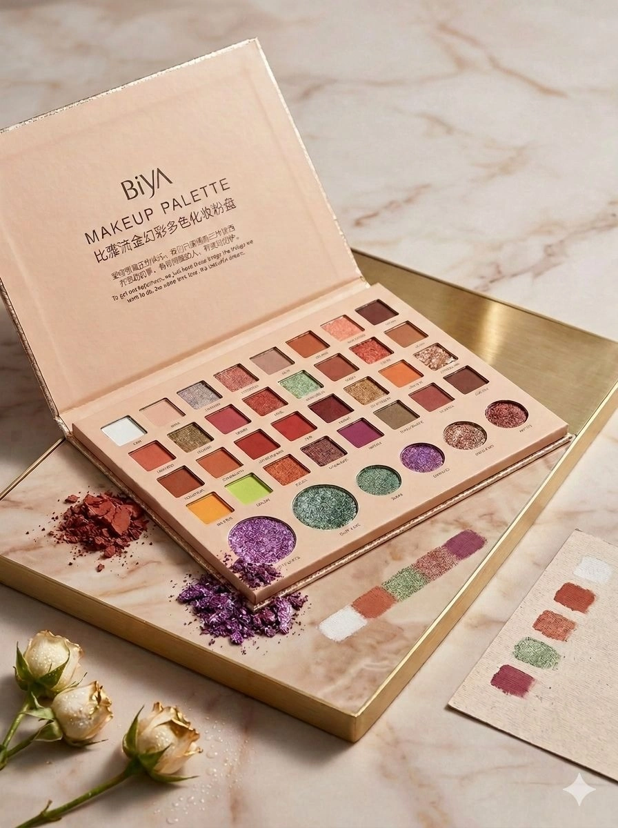 BIYA Luxury 35-Color Makeup Palette – Ultimate Multi-Shade Eyeshadow Kit (Matte, Shimmer & High-Gloss Chunky Glitter) | Get the Celeb Look at 50% OFF! 😍✨
