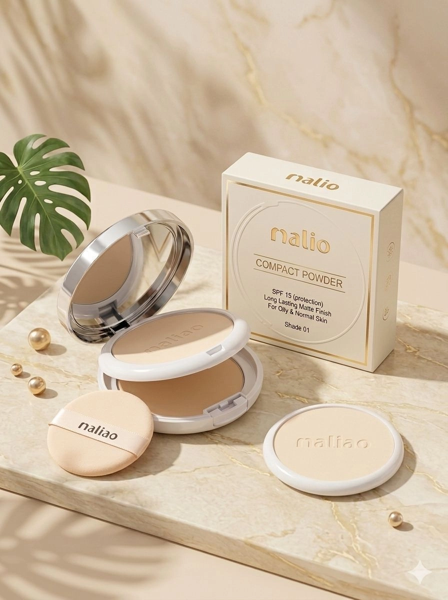 Maliao Long-Lasting Matte Finish Compact Powder with SPF 15 – Shade 01 (For Oily & Normal Skin)