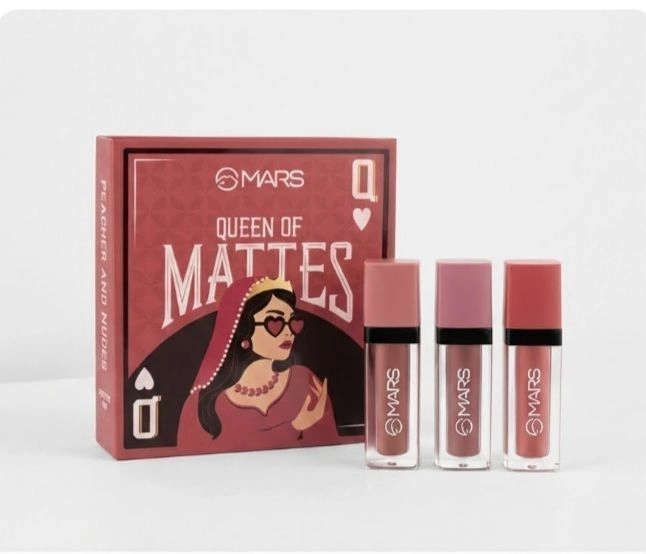 MARS Queen of Mattes Liquid Lipstick Set of 3 (Peaches and Nudes) - Long Lasting & Transferproof