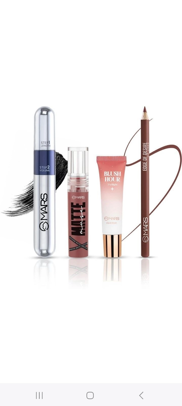 MARS 4-in-1 Daily Makeup Kit Combo | Volumizing Mascara, Matte Muse Mousse Lipstick, Liquid Blush and Smudge-Proof Lip Liner Set for Women