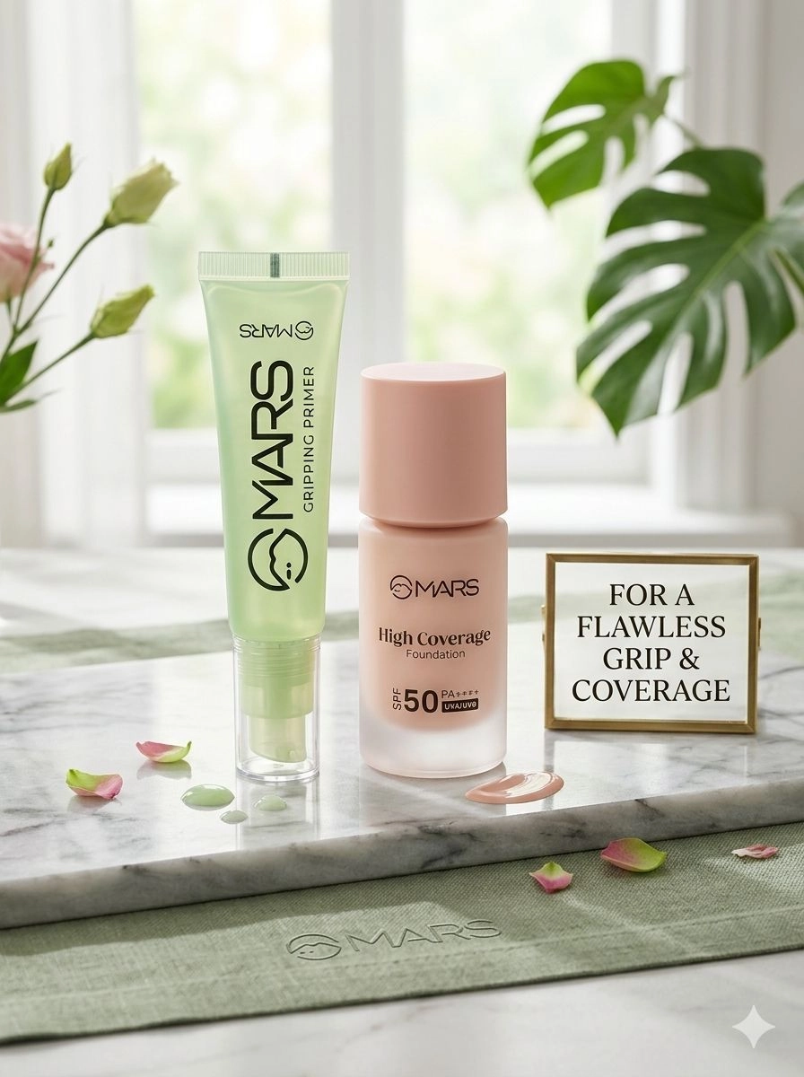 MARS Makeup Combo - Hydrating Gripping Primer & Matte High Coverage Foundation