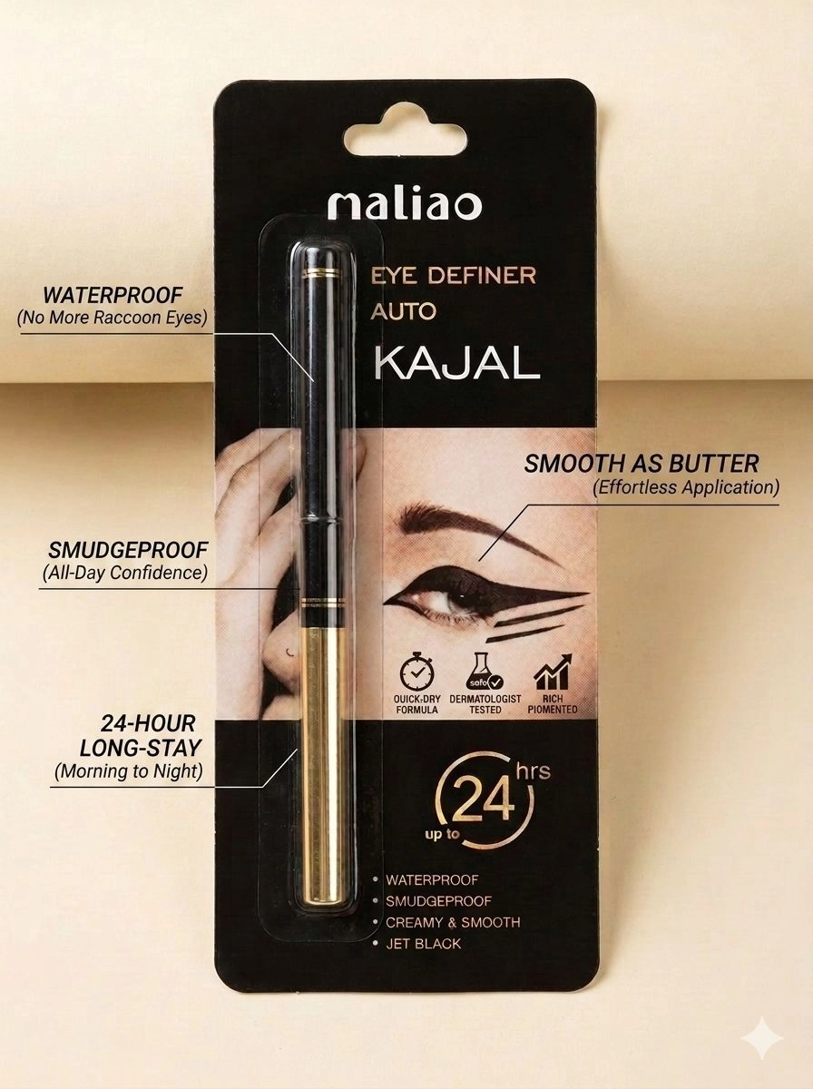 Maliao Eye Definer Auto Kajal Waterproof and Smudgeproof Jet Black