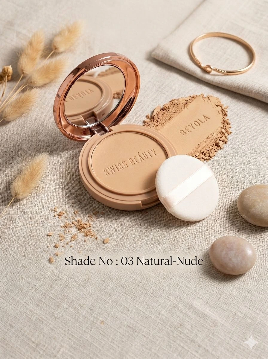 Swiss Beauty 2-in-1 Compact Powder & Matte Finish - Shade 03 Natural-Nude (9g)