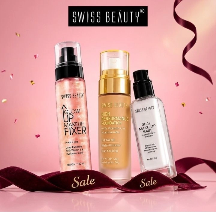 Swiss Beauty Ultimate Glam Combo - Makeup Fixer, Foundation & Primer
