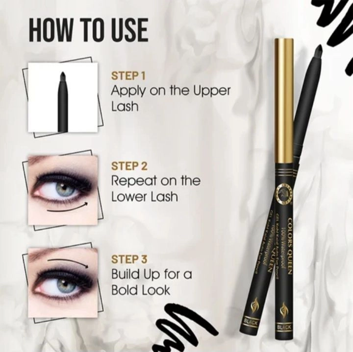 Colors Queen Intense Black Combo (Pack of 3) – Premium Eye Makeup Kit with Liquid Eyeliner, Soft Kajal Pencil & Volumizing Mascara 3