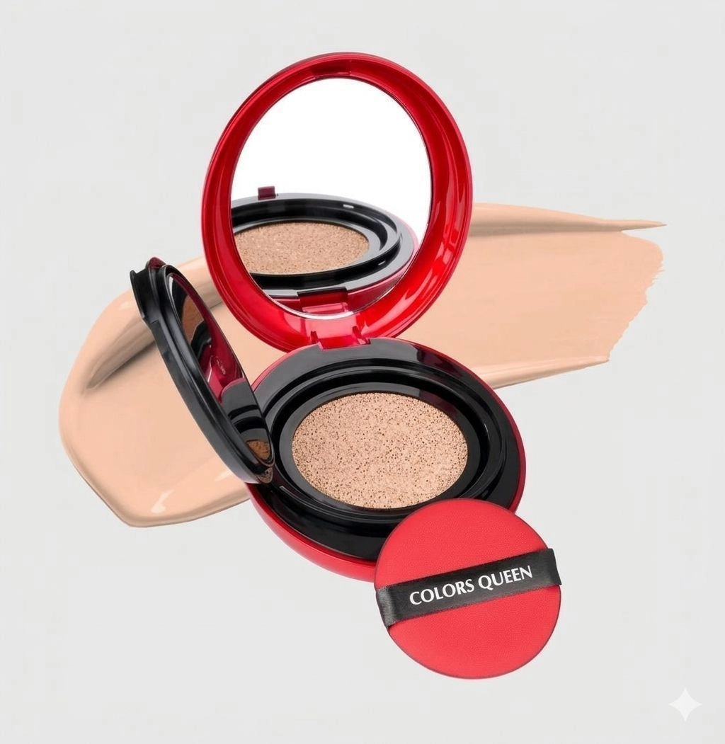 Colors Queen Mask Fit Red Cushion Foundation – 72Hrs Long Lasting & Full Coverage (18g) 1
