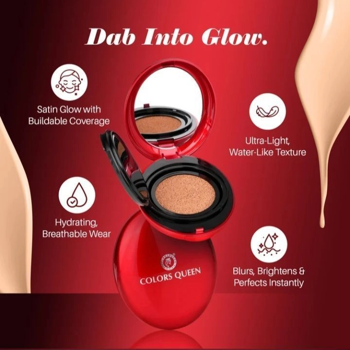Colors Queen Mask Fit Red Cushion Foundation – 72Hrs Long Lasting & Full Coverage (18g) 2