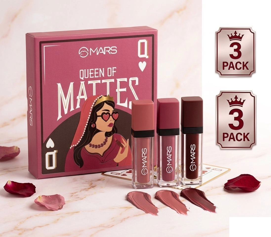 MARS Queen of Mattes Liquid Lipsticks Set of 3 | Long Lasting, Smudgeproof & Transferproof Matte Lip Color Combo 1