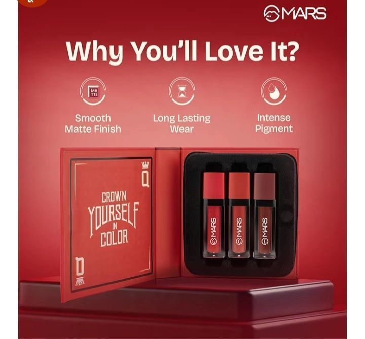 MARS Queen of Mattes Liquid Lipsticks Set of 3 | Long Lasting, Smudgeproof & Transferproof Matte Lip Color Combo 2