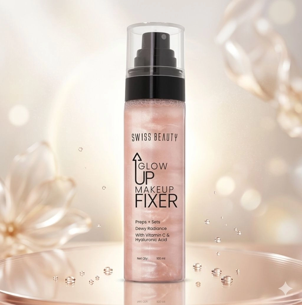 Swiss Beauty Glow Up Makeup Fixer & Hydrating Primer 100ml – Best for Long-Lasting Makeup & Hydration 1