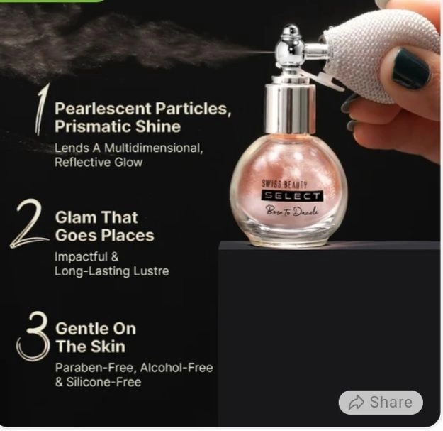 Swiss Beauty Select Born To Dazzle Glitter Spray (5g) | Multidimensional 3D Shine for Hair, Body & Clothes 3