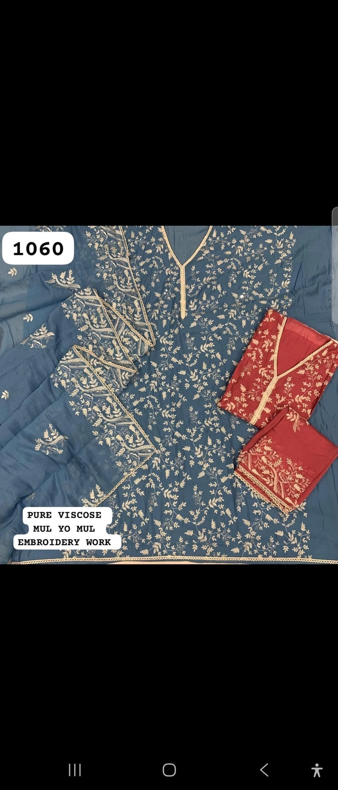 PURE VISCOSE MUL TO MUL EMBROIDERY WORK ( Rs.1060 per piece : total 2 piece