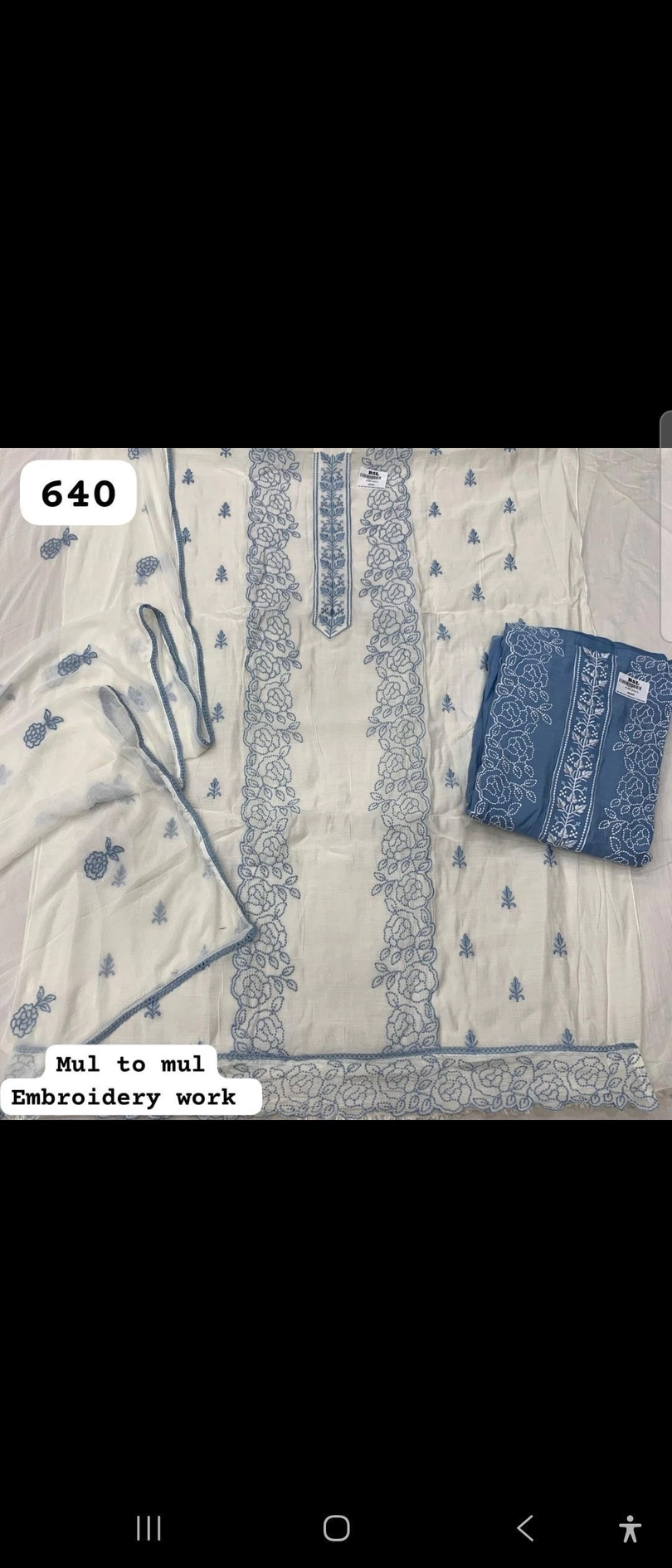 Mul to mul Embroidery work (Rs.640 per piece: total 2 piece)