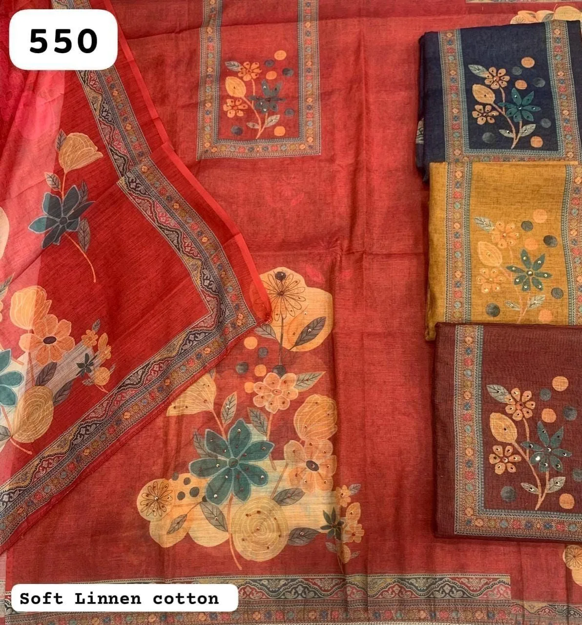 Soft Linnen Cotton x(Rs.550 per piece: total 4 piece)