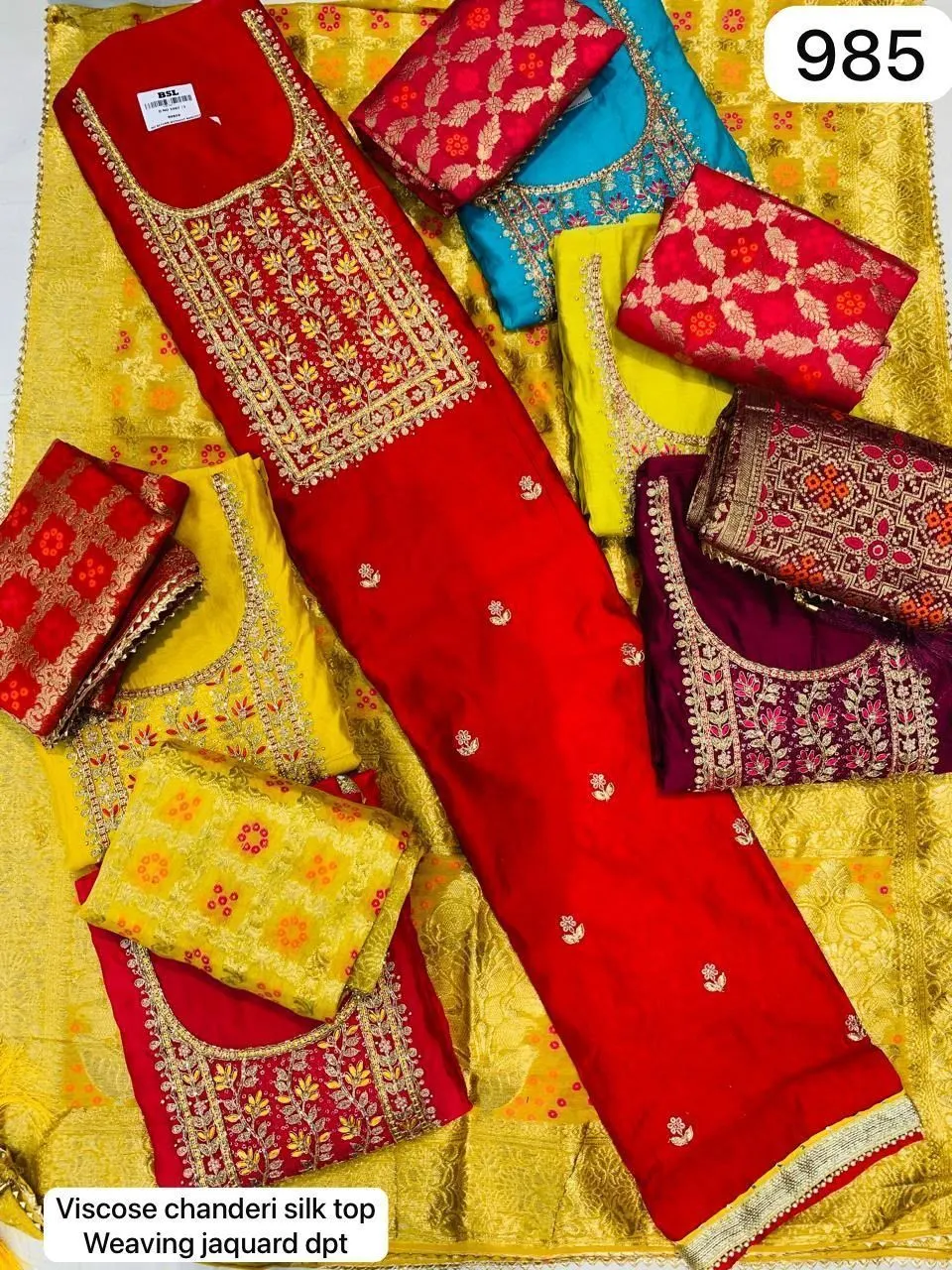 Viscose chanderi silk top
Weaving jaquard dpt(Rs.985 per piece:total 5 piece)