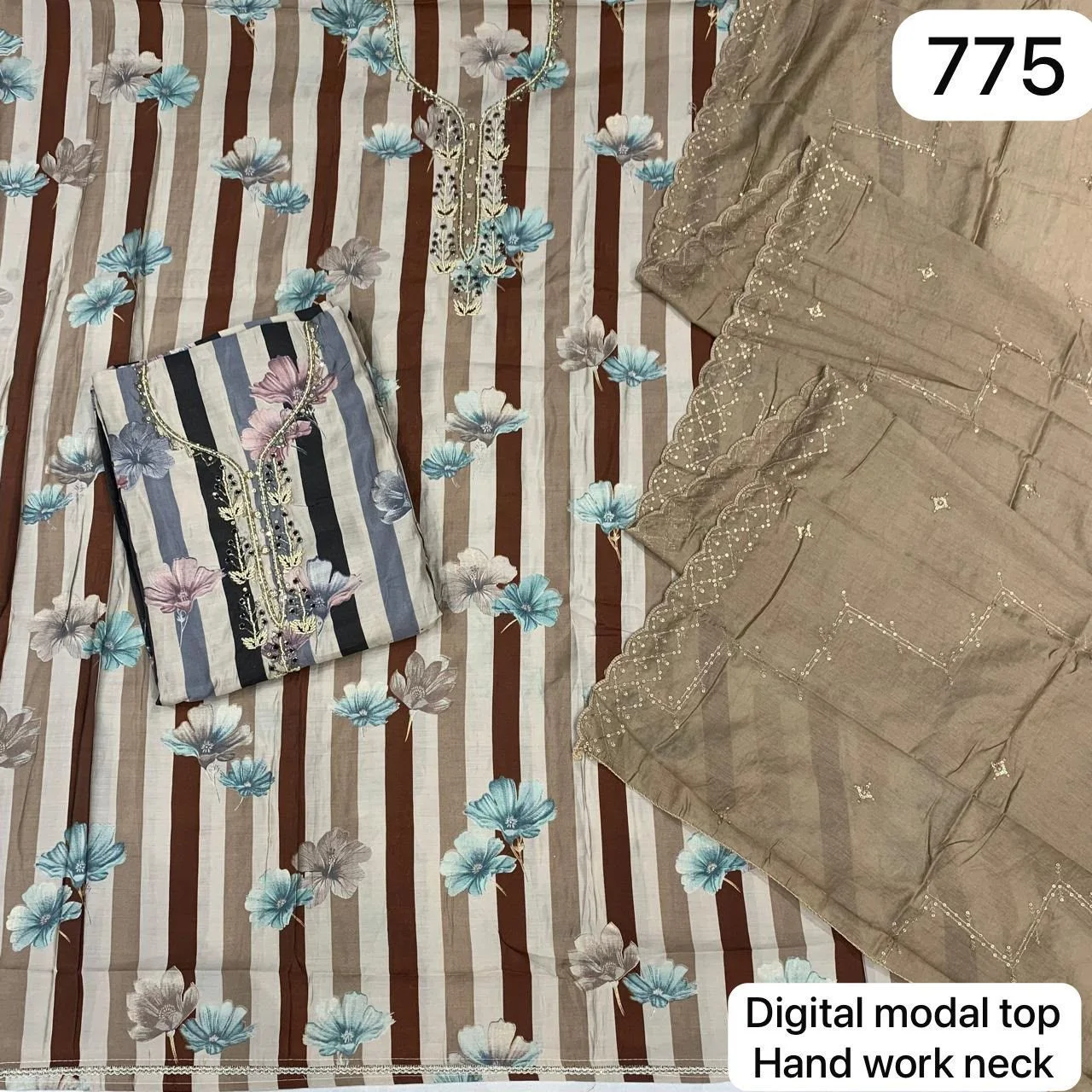 Digital modal top
Hand work neck(Rs.775per piece:total 2 piece)