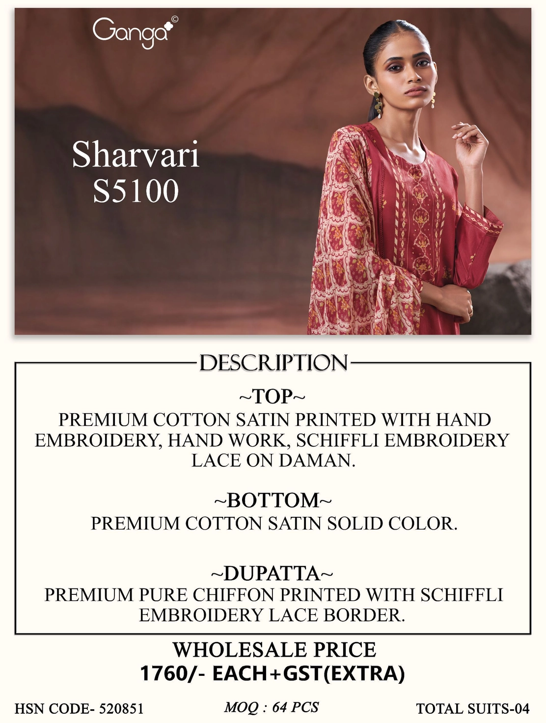 Ganga - Sharvari S5100(Rs.1760 per piece:total 4 piece) 10
