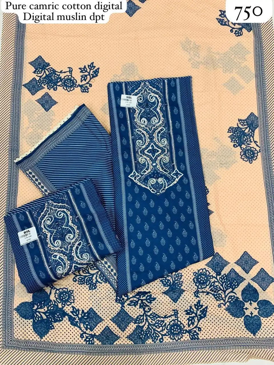 Top: Pure Cambric Cotton Digital
Dupatta: Digital Muslin Dupatta(Rs.750 per piece: total 2 piece)