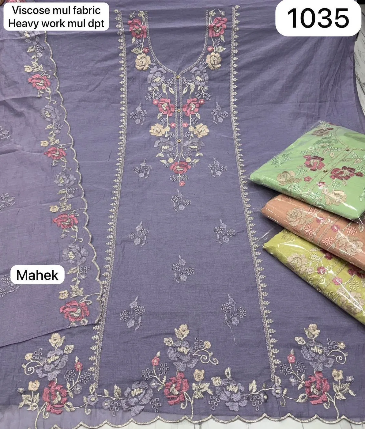 Viscose mul fabric
Heavy work mul dpt
Mahek(Rs.1035 per piece: total 4 piece)