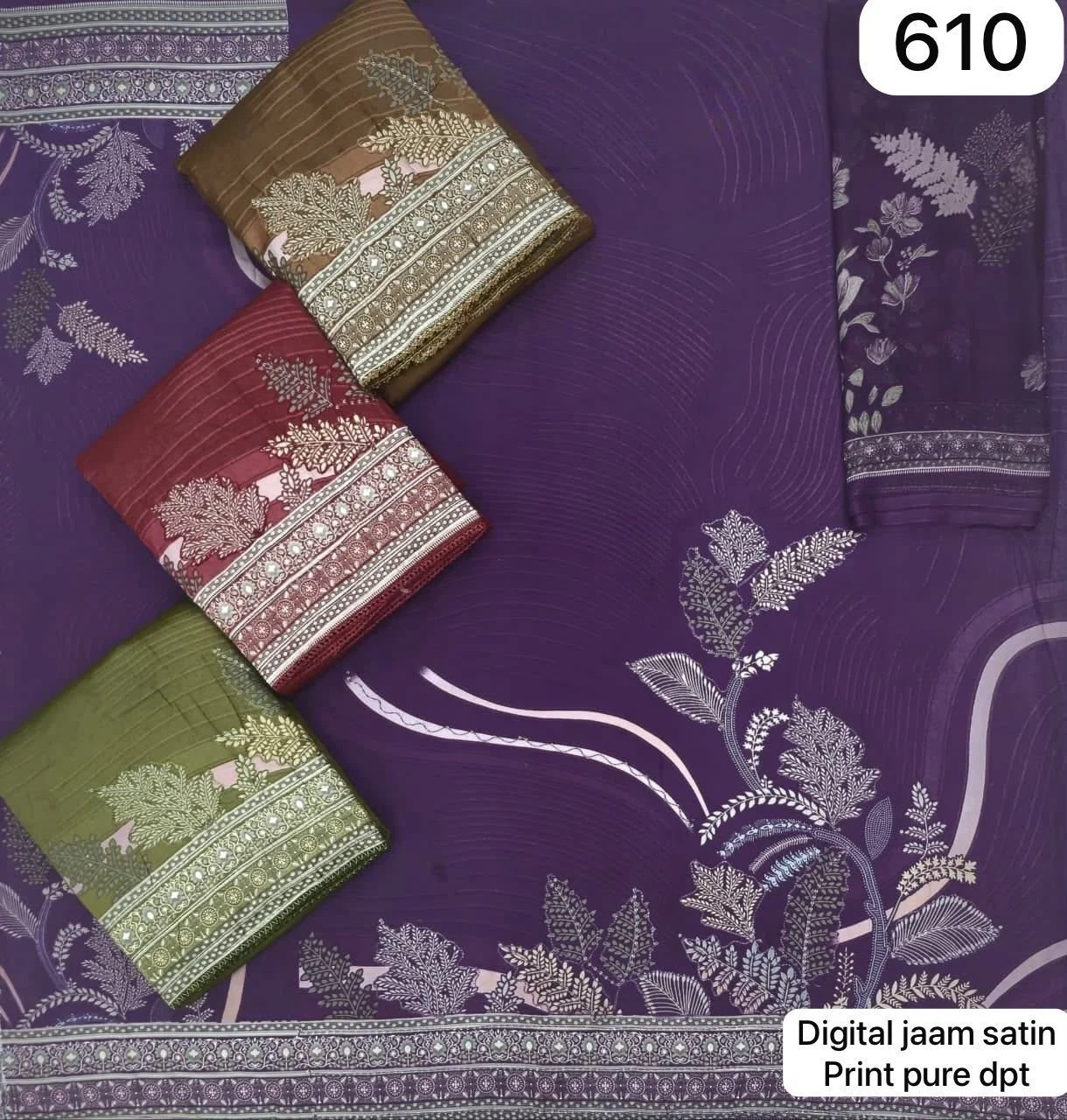 Digital jaam satin
Print pure dpt(Rs. 610 per piece: total 4 piece)