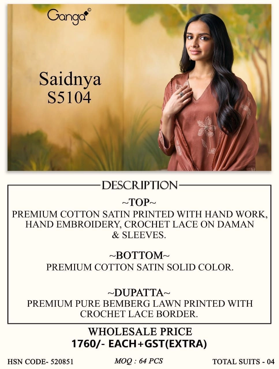 Ganga-Saidnya
S5104(Rs.1760 per piece: total 4 piece) 10