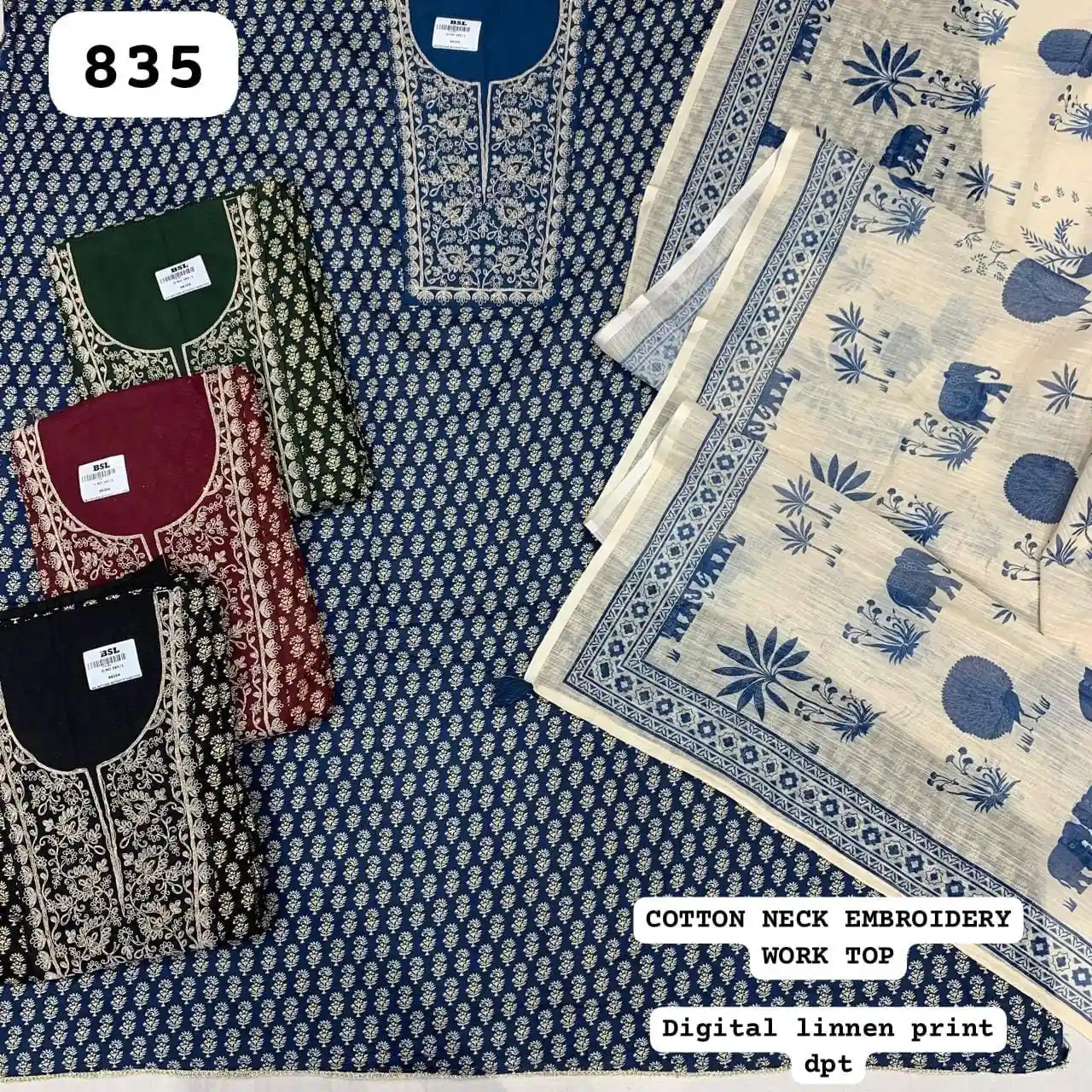 COTTON NECK EMBROIDERY WORK TOP
Digital linnnen print dpt(Rs.835 per piece: total 4 piece)