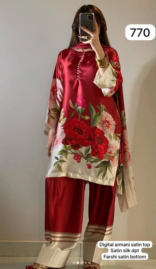 Digital Armani Satin Top
Satin Silk Dpt
Farshi Satin Bottom(Rs.770 per piece: total 7 piece) 4