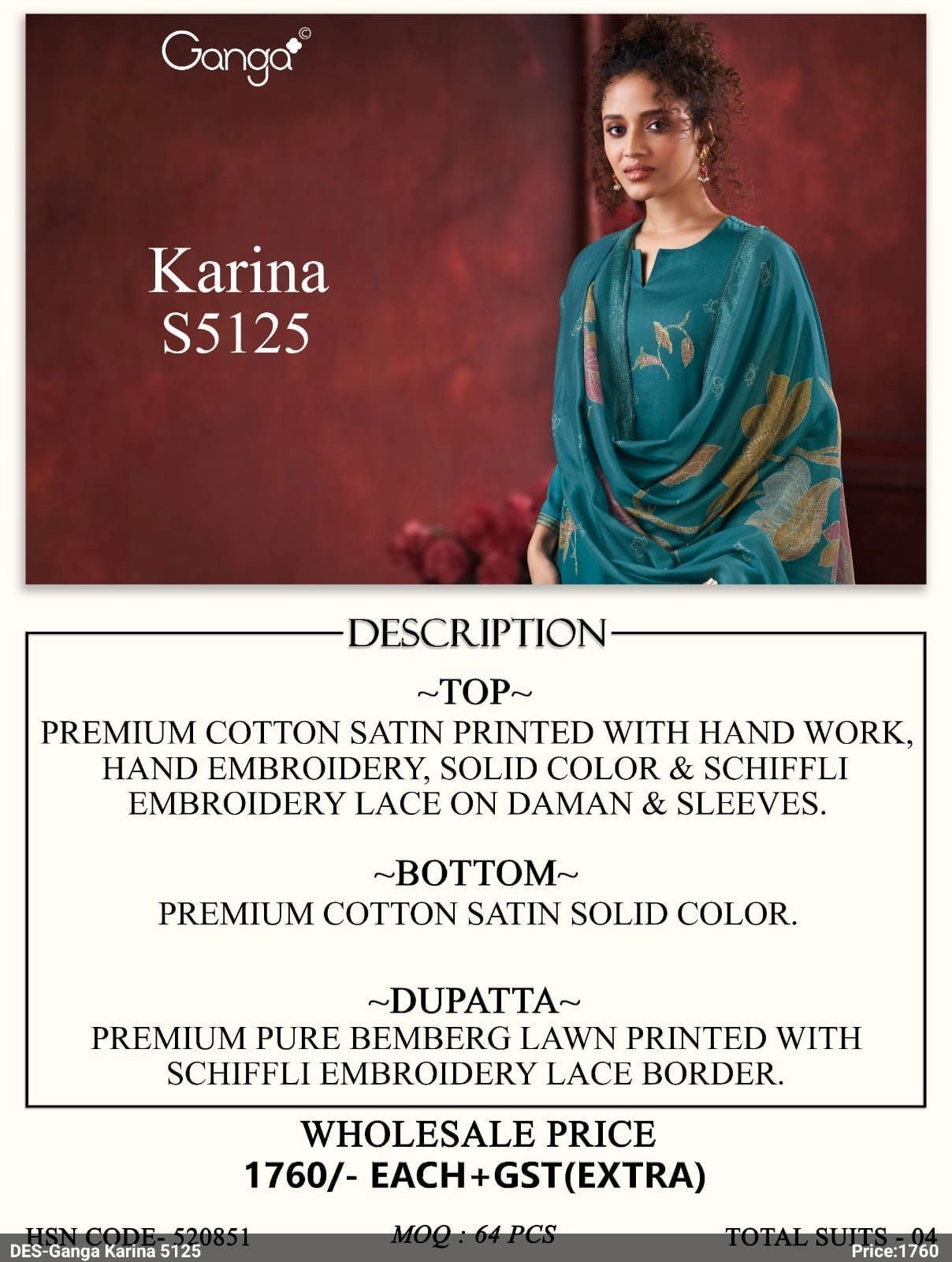 Ganga-Karina
S5125(Rs.1760 per piece:, total 4 piece) 2