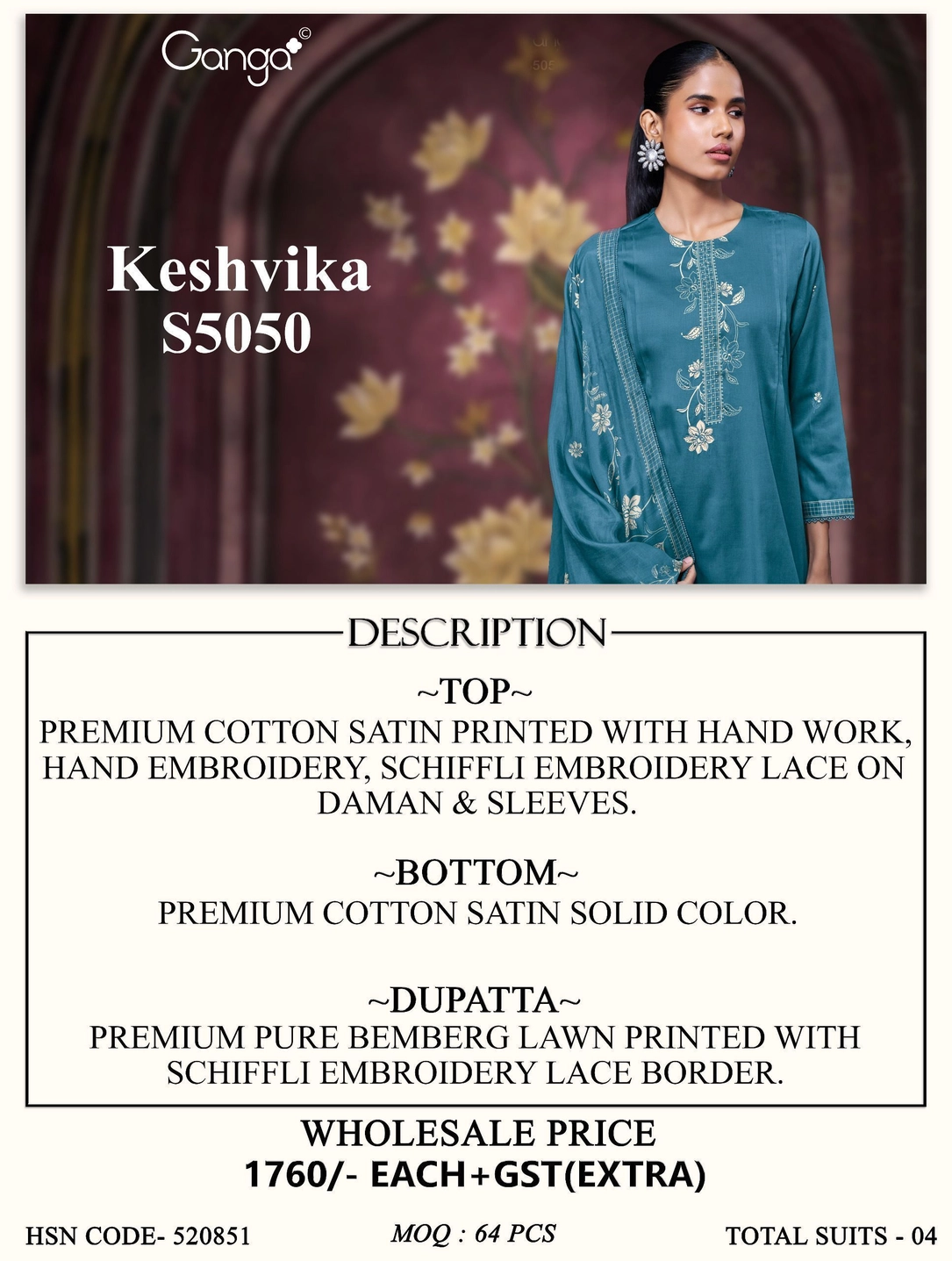 Ganga-Keshvika
S5050(Rs.1760 per piece: total 4 piece) 10