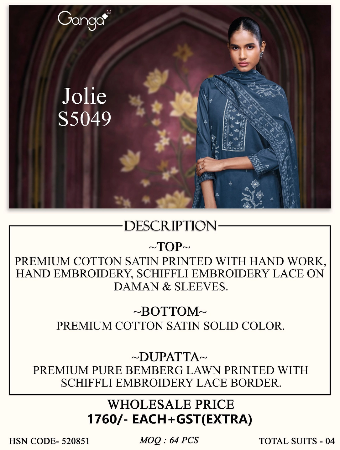 Ganga-Jolie
S5049(Rs.1760 per piece: total 4 piece) 10
