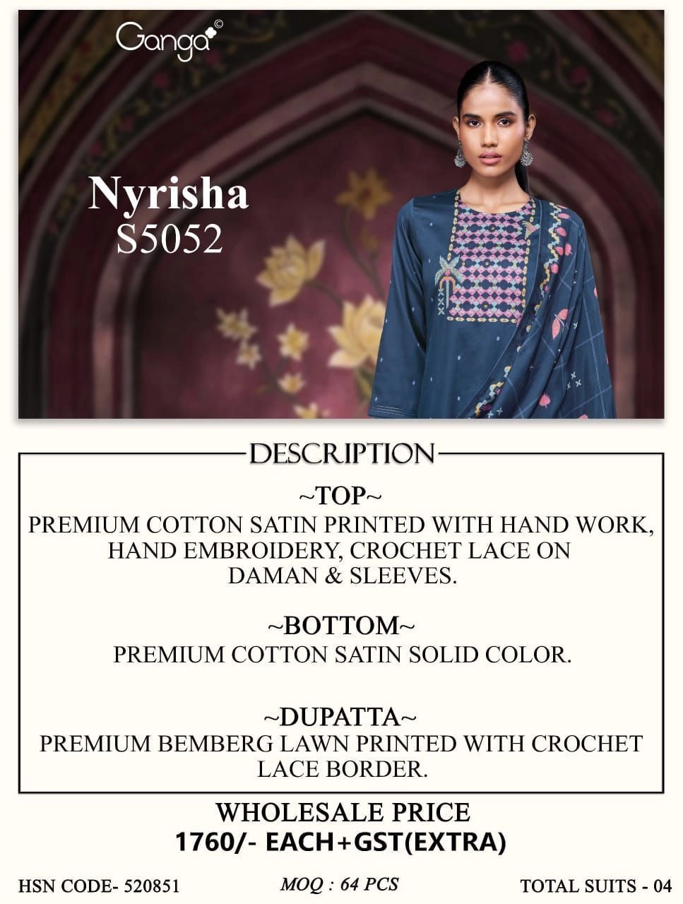 Ganga-Nyrisha
S5052(Rs.1760 per piece: total 4 piece) 11