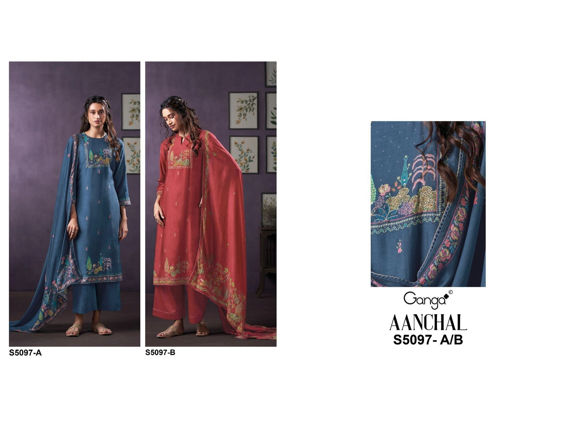 Ganga-AANCHAL
S5097(Rs.2110 per piece: total 2 piece) 5