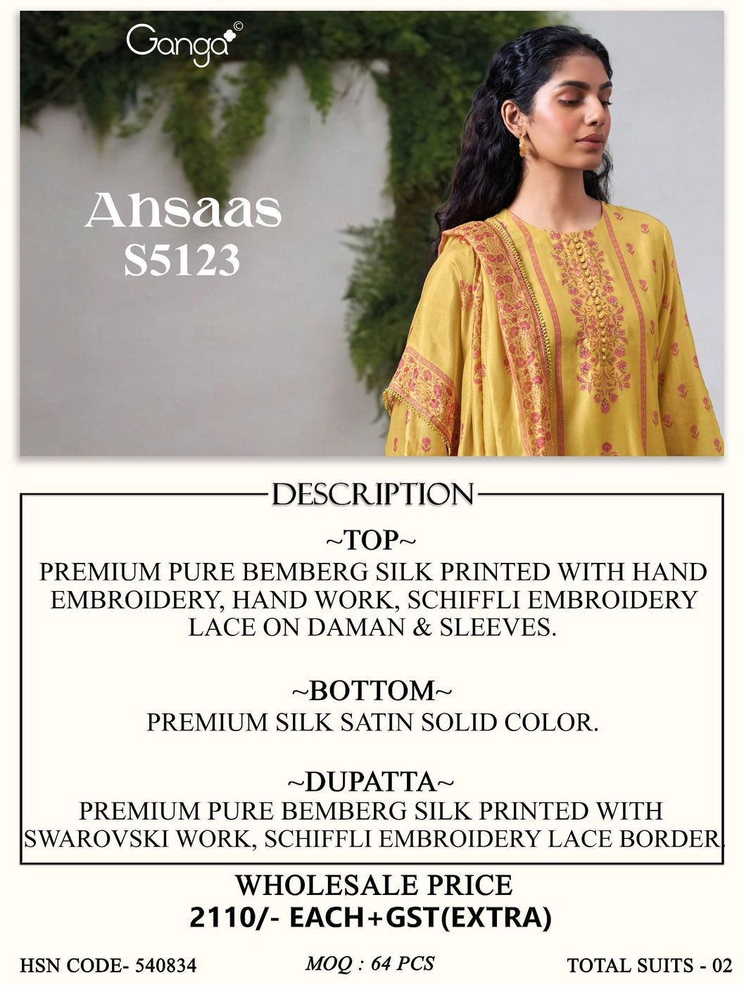 Ganga-Ahsaas
S5123(Rs.2110 per piece: total 2 piece) 6
