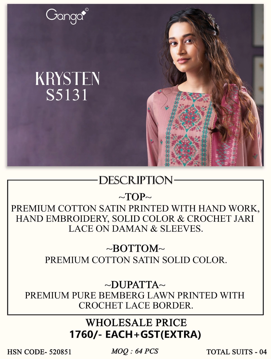 Ganga-KRYSTEN
S5131(Rs.1760 per piece: total 4 piece) 11