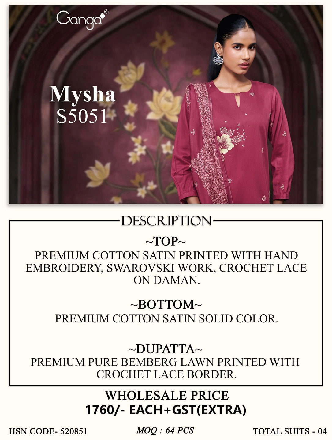Ganga-Mysha
S5051(Rs.1760 per piece: total 4 piece) 11
