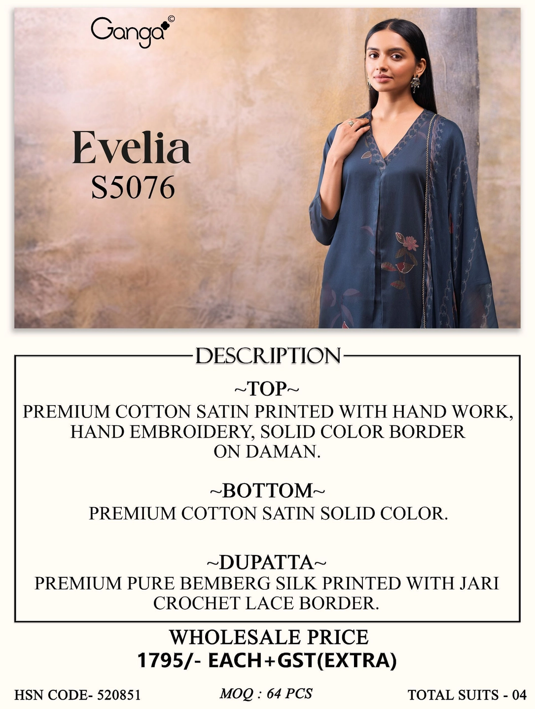 Ganga-Evelia
S5076(Rs.1795 per piece: total 4 piece) 11