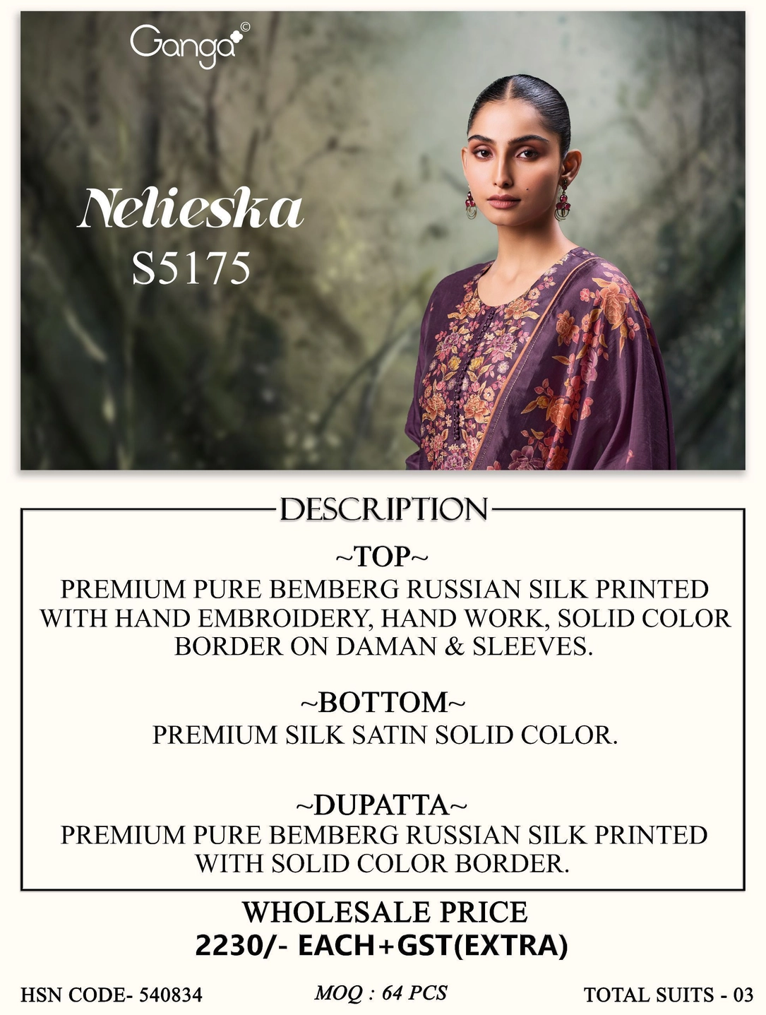 Ganga-Nelieska
S5175(Rs.2230 per piece: total 3 piece) 9