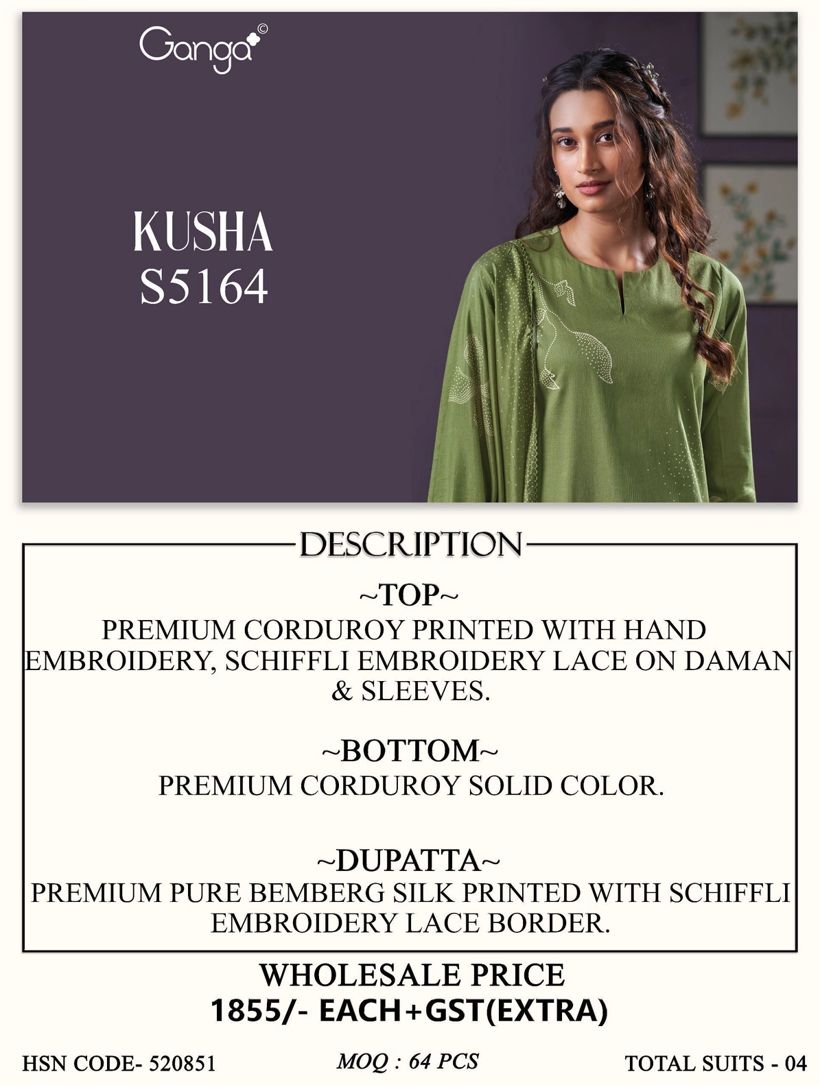 Ganga-KUSHA
S5164(Rs.1855 per piece: total 4 piece) 10