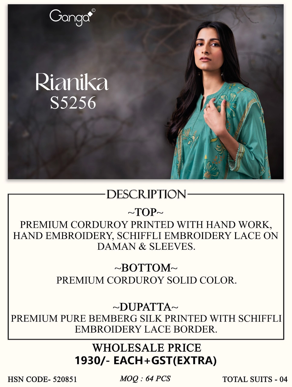 Ganga-Rianika
S5256(Rs.1930 per piece: total 4 piece) 10
