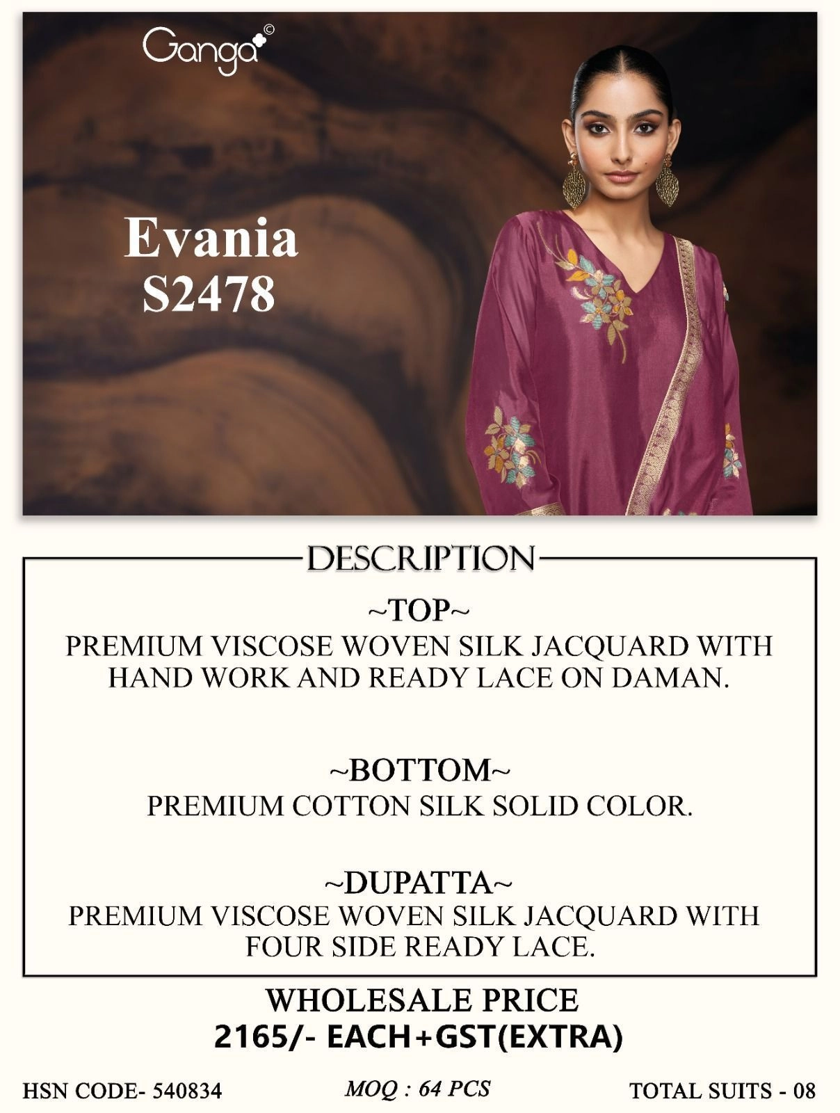 Ganga-Evania
S2478(Rs.2165 per piece: total 8 piece) 19