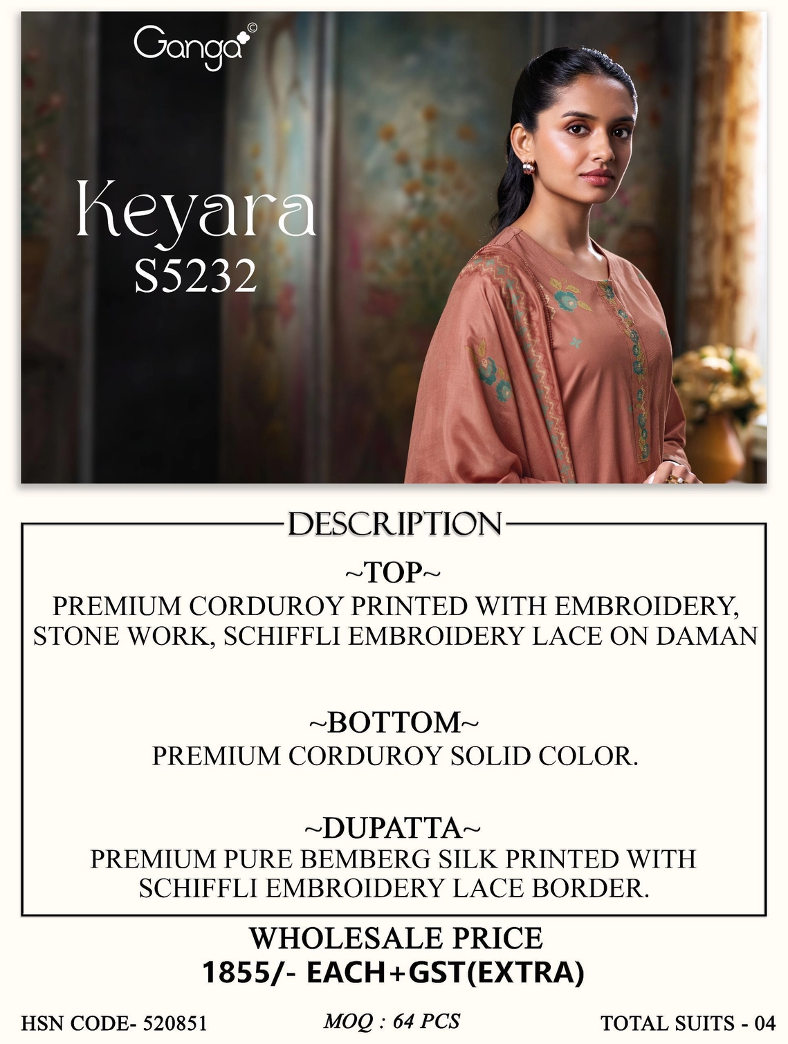 Ganga-Keyara
S5232(Rs.1855 per piece: total 4 piece) 11