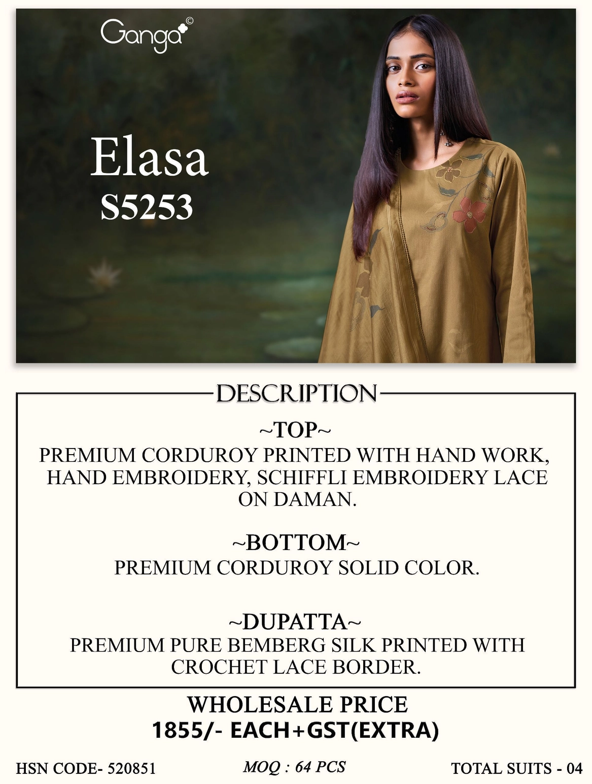 Ganga-Elasa
S5253(Rs.1855 per piece: total 4 piece) 11