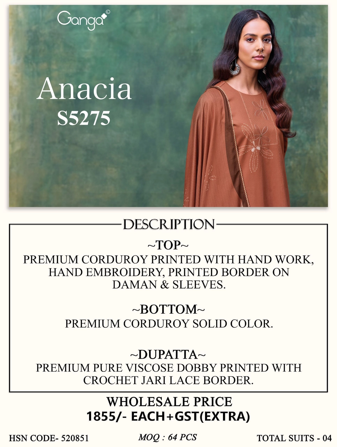 Ganga-Anacia
S5275(Rs.1855 per piece: total 4 piece) 10