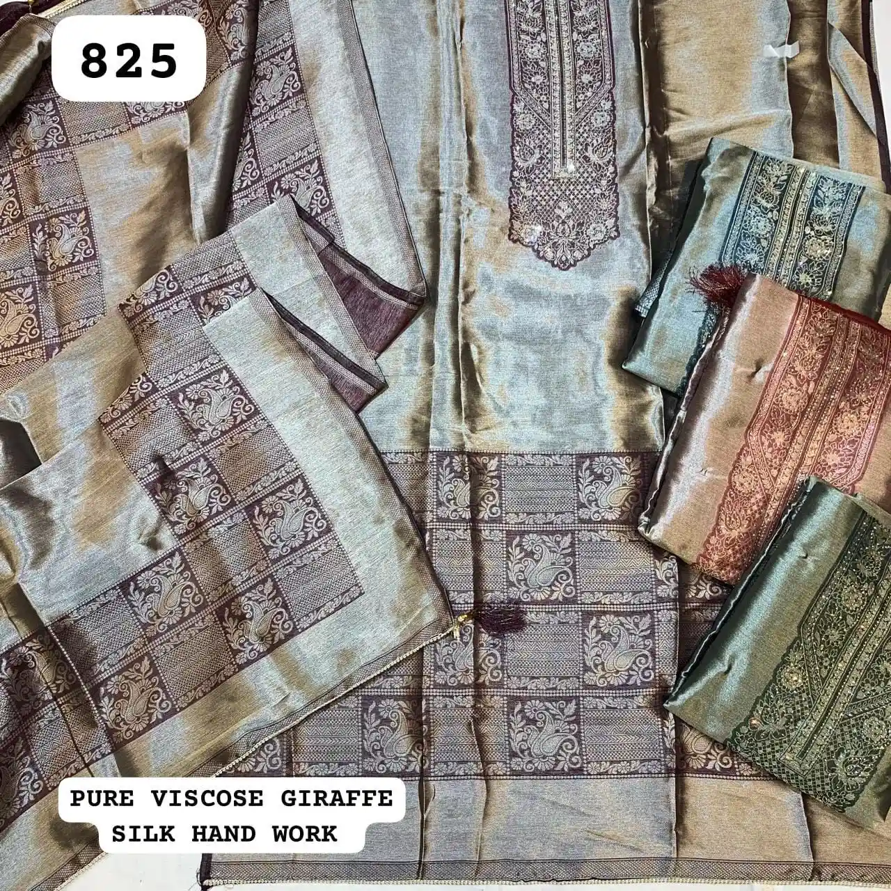 PURE VISCOSE GRAFFE
SILK NECK HAND WORK(Rs.825 per piece: total 4 piece)