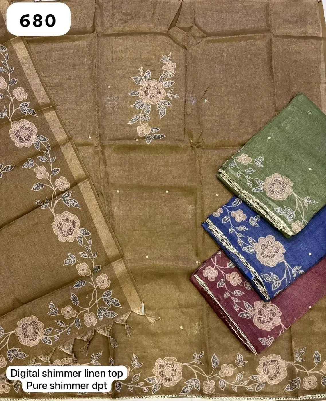 Digital shimmer linen top
Pure shimmer dpt(Rs.680 per piece: total 4 piece)